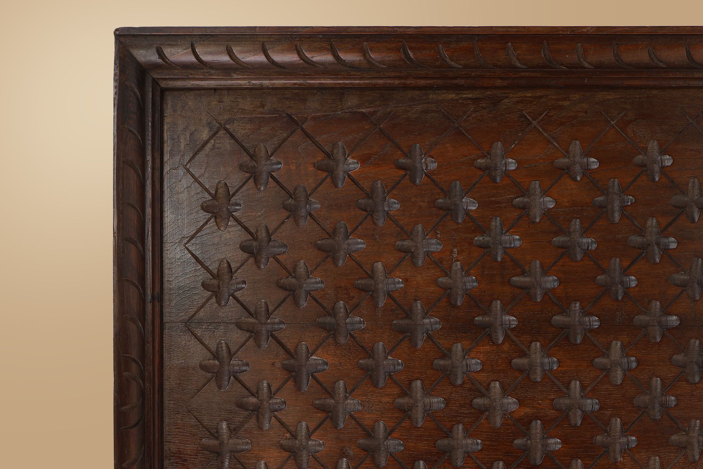 Large carved Portugees Neo-Gothic oak wall panel, 1850sthumbnail